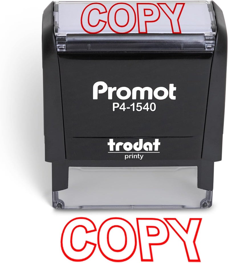 Promot Copy Self Inking Rubber Stamp - Refillable Copy Stamper - Business, Bookkeeping, Ordering, Accounting, Work, Office Stamps - Red Ink - Image 1